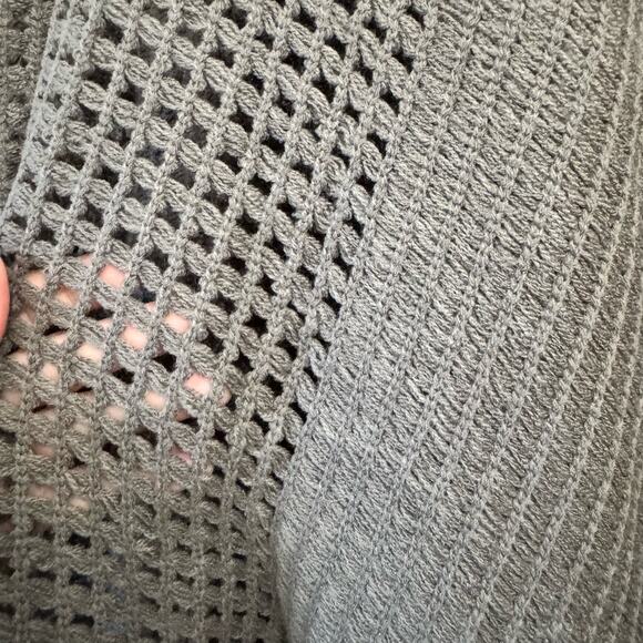 Lane Bryant Cardigan Sweater Women OS Gray Poncho Open Front Knit Crochet Fringe - Picture 5 of 7